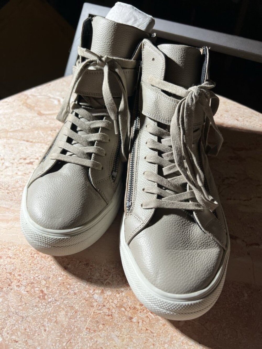 ALDO Maureo Leather High Top Sneakers Beige Size 9.5
